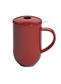 Hrnček so sitkom a vrchnákom Pro Tea 450ml - red (červená)