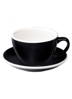 Šálka s podšálkou Egg Café Latte 300ml - black (čierna)